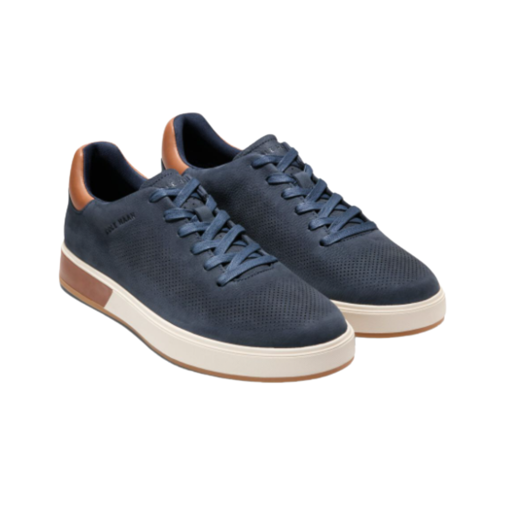 Cole Haan Grandpro Angleace Modern Lightweight Leather Sneakers, Navy Blazer-British Tan-Gum, Med