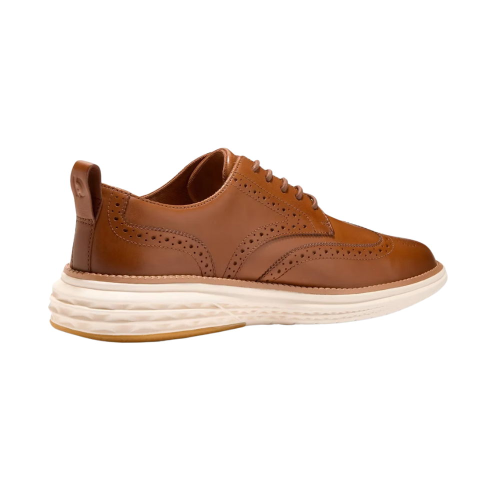Cole Haan Men's Grand Hurrion Wingtip Oxford, Flowerflex Foam, Brtitish Tan/Ivory, Medium