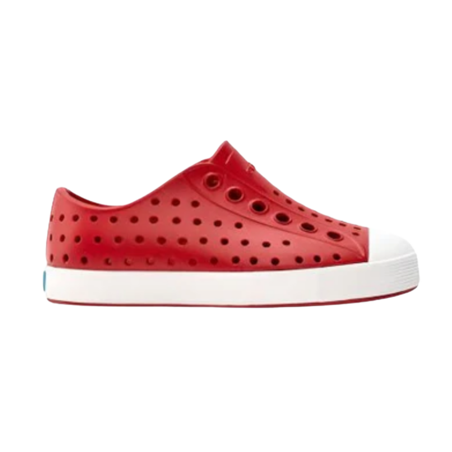 Native Shoes Jefferson Child – Play-Ready, Lightweight, Waterproof & Breathable Sneakers in Ruby Red / Shell White