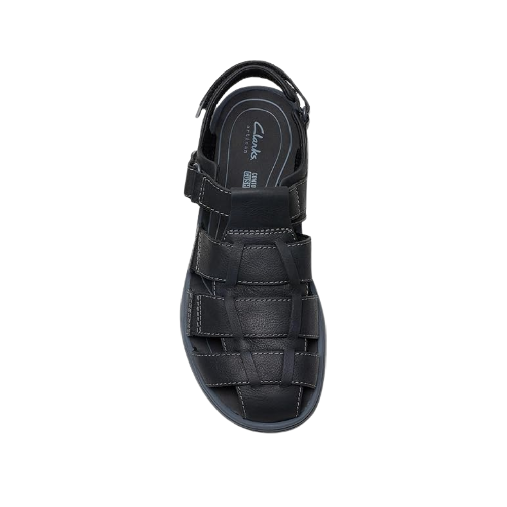 Clarks Men's Saltway Cove Black Leather Sandals CL-26176899