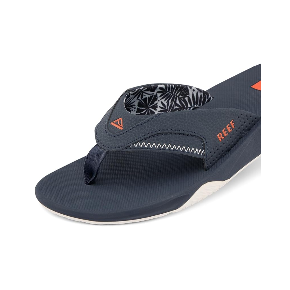 REEF Fanning Men's Bottle Opener Flip Flop Navy/Orange Tropic CJ6751