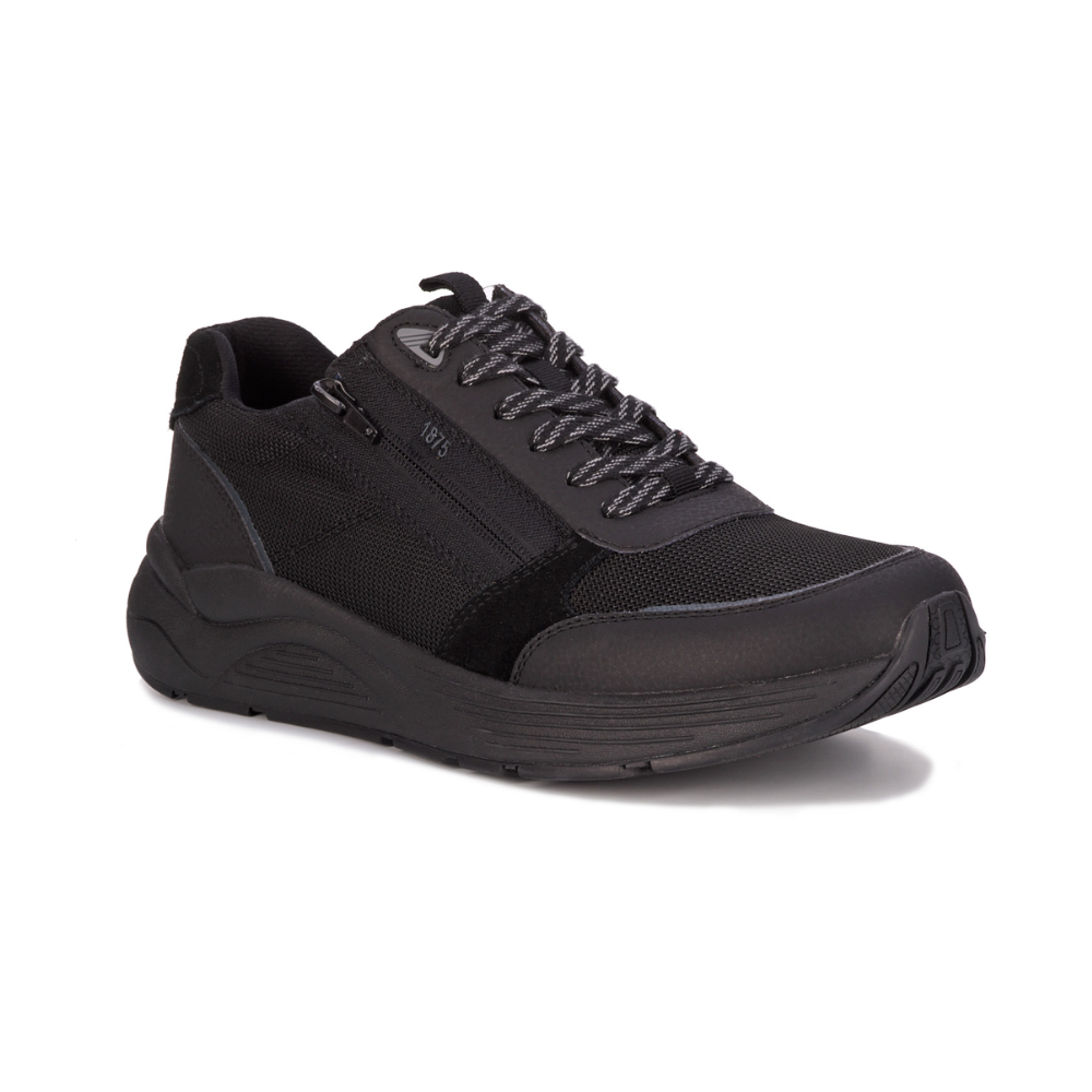 Drew Men’s Miller Orthotic Comfort Sneaker Black Suede Combo 40115