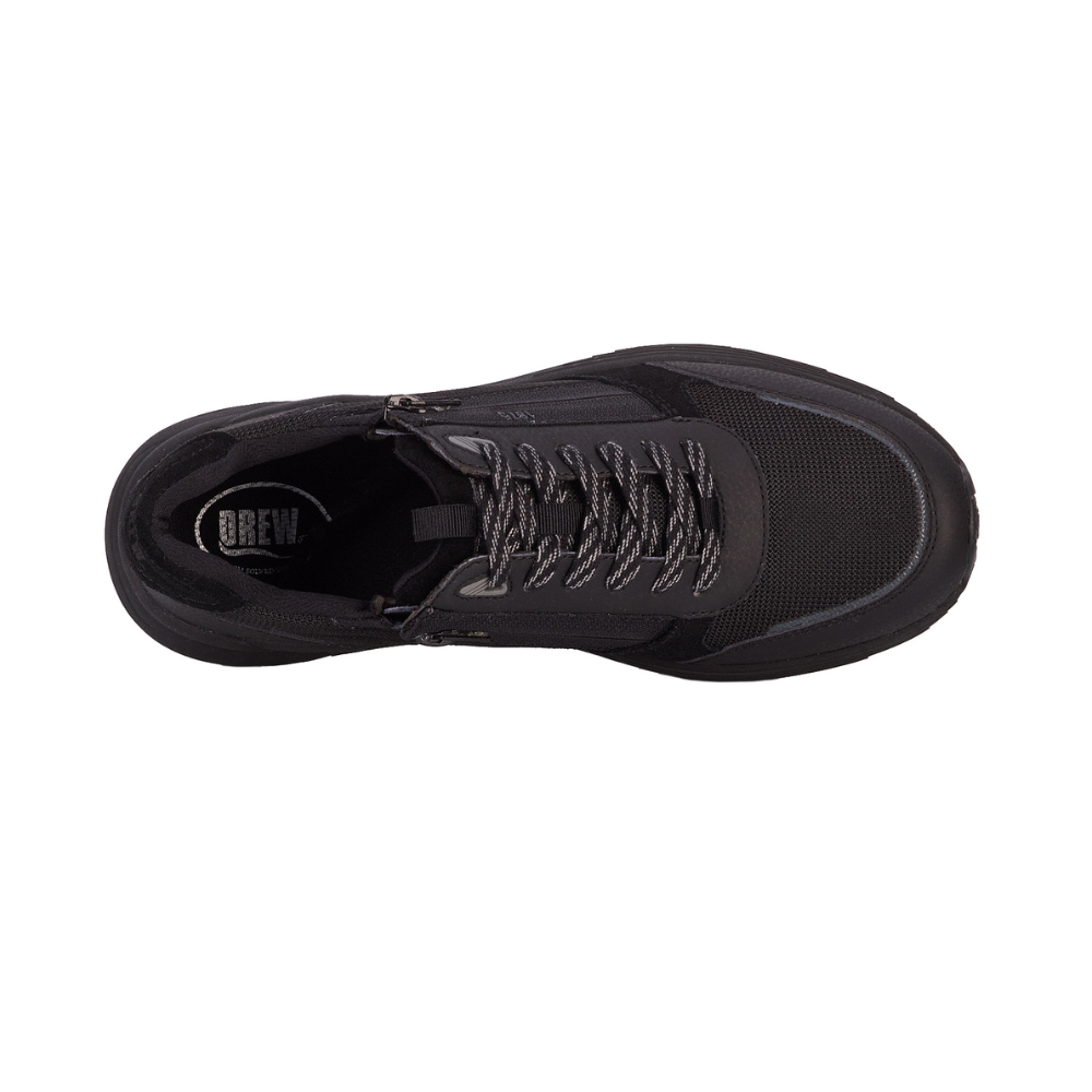 Drew Men’s Miller Orthotic Comfort Sneaker Black Suede Combo 40115