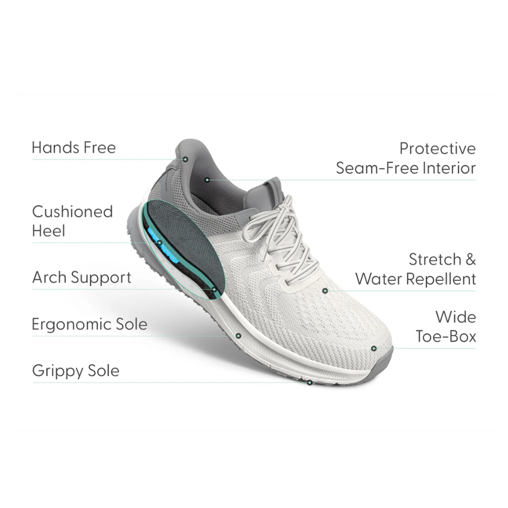 Orthofeet Men’s Tilos Hands‑Free Athletic Sneaker – White 20023M