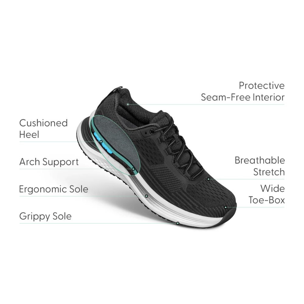 Orthofeet Relay - Women's Running Shoe - Black 87001M