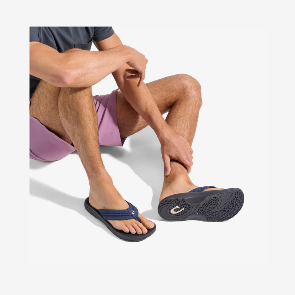 OluKai Hokua Men’s Beach Sandals - Blue Depth/Black 10161-TF40