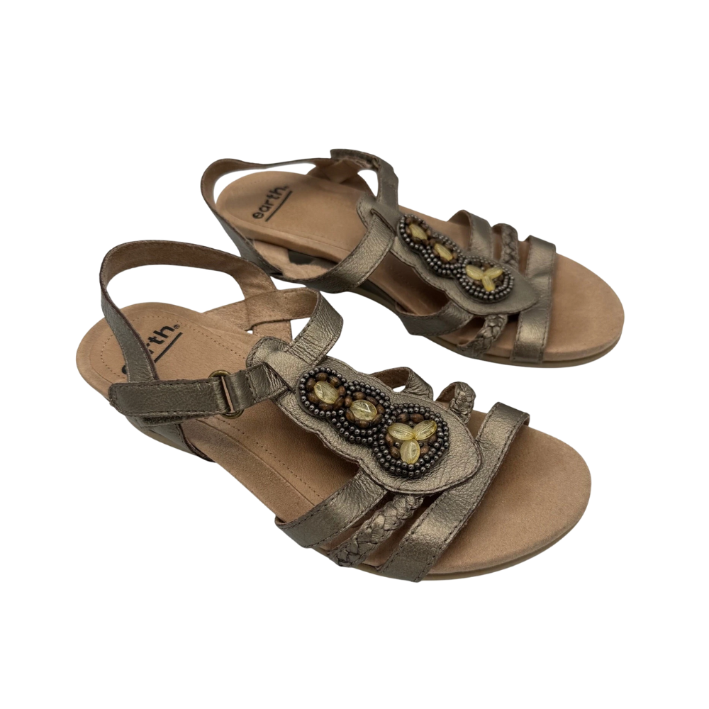 Earth Pisa Falmouth Women's Sandals – Platinum Beaded Leather