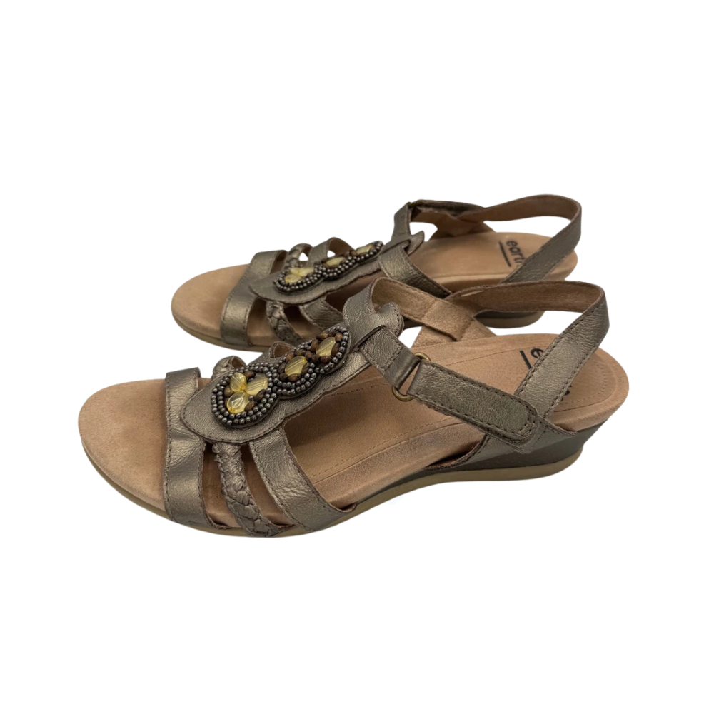 Earth Pisa Falmouth Women's Sandals – Platinum Beaded Leather