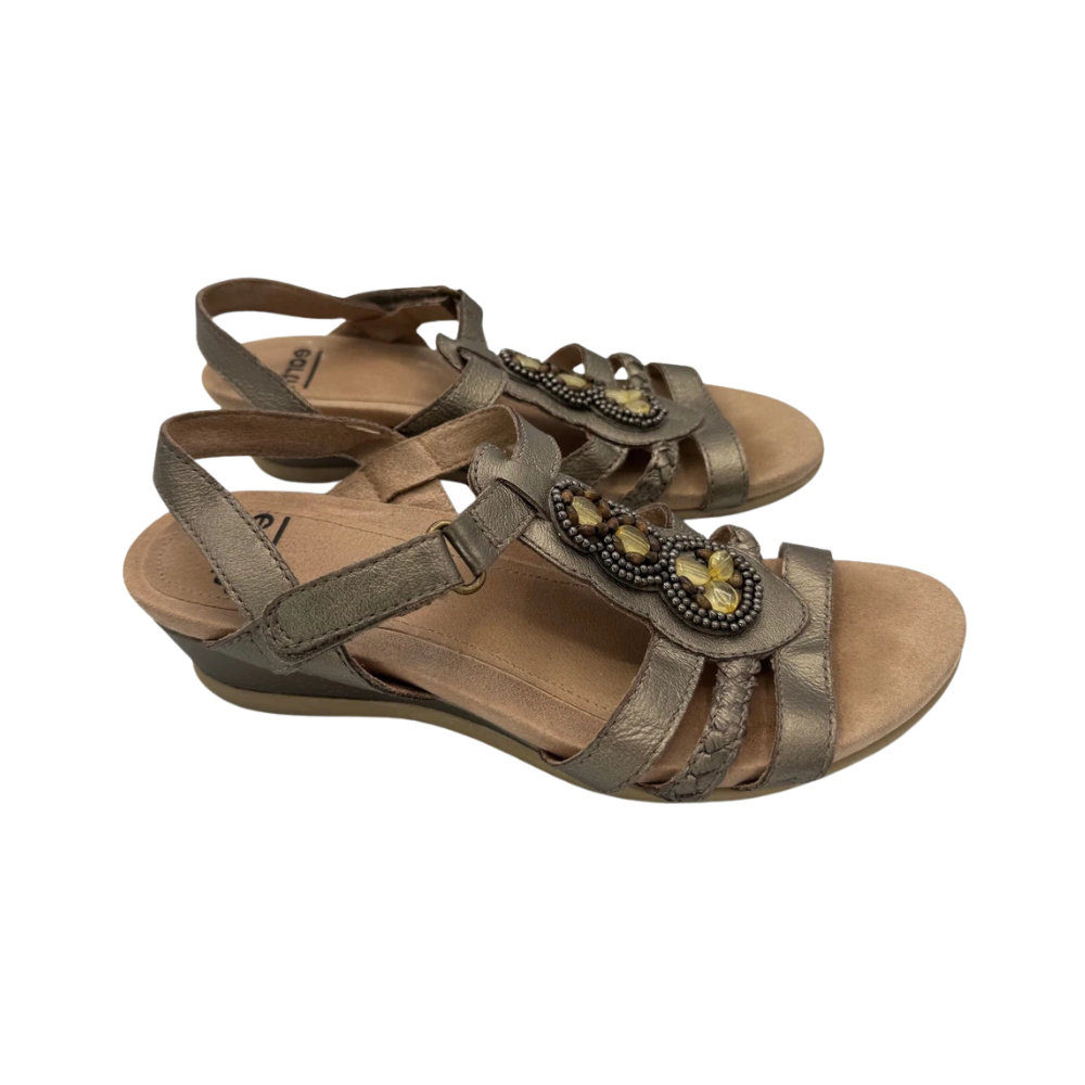 Earth Pisa Falmouth Women's Sandals – Platinum Beaded Leather