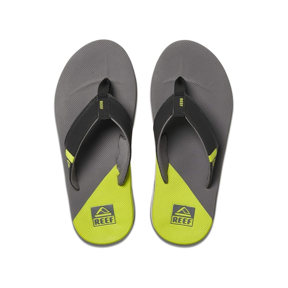 Reef Men's Fanning Bottle Opener Flip Flop Thong Sandal - Gray Lime Low