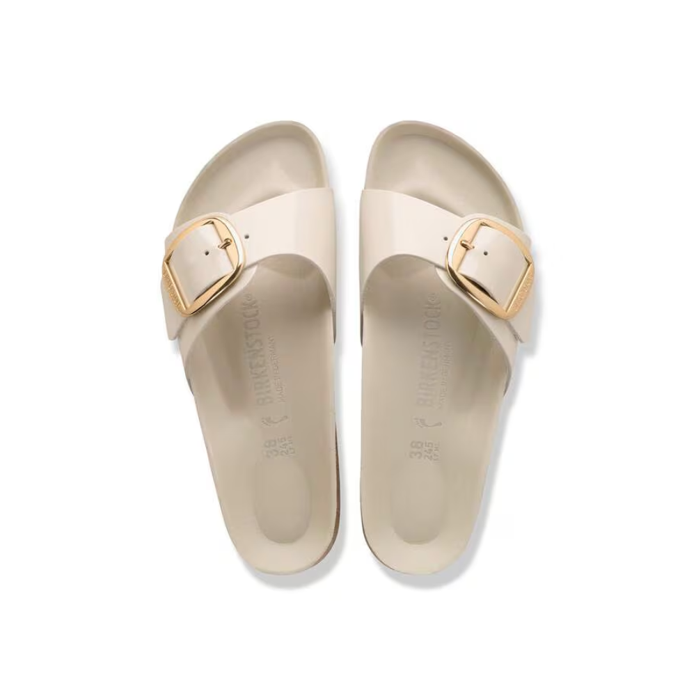 Birkenstock Madrid Big Buckle Patent Leather Sandals - Oyster Narrow