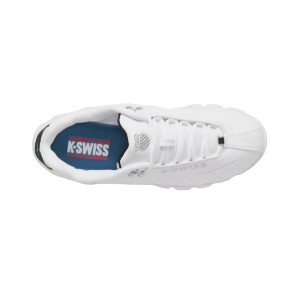 K-Swiss ST329 CMF Men's Extra Wide Sneakers White/Black/Silver 03426-129-XW | Leather, Cushioned, EEE Fit
