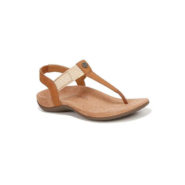 Vionic Women's Brea Heeled Sandal – Camel Nubuck Leather, Orthotic Support & Stylish Comfort