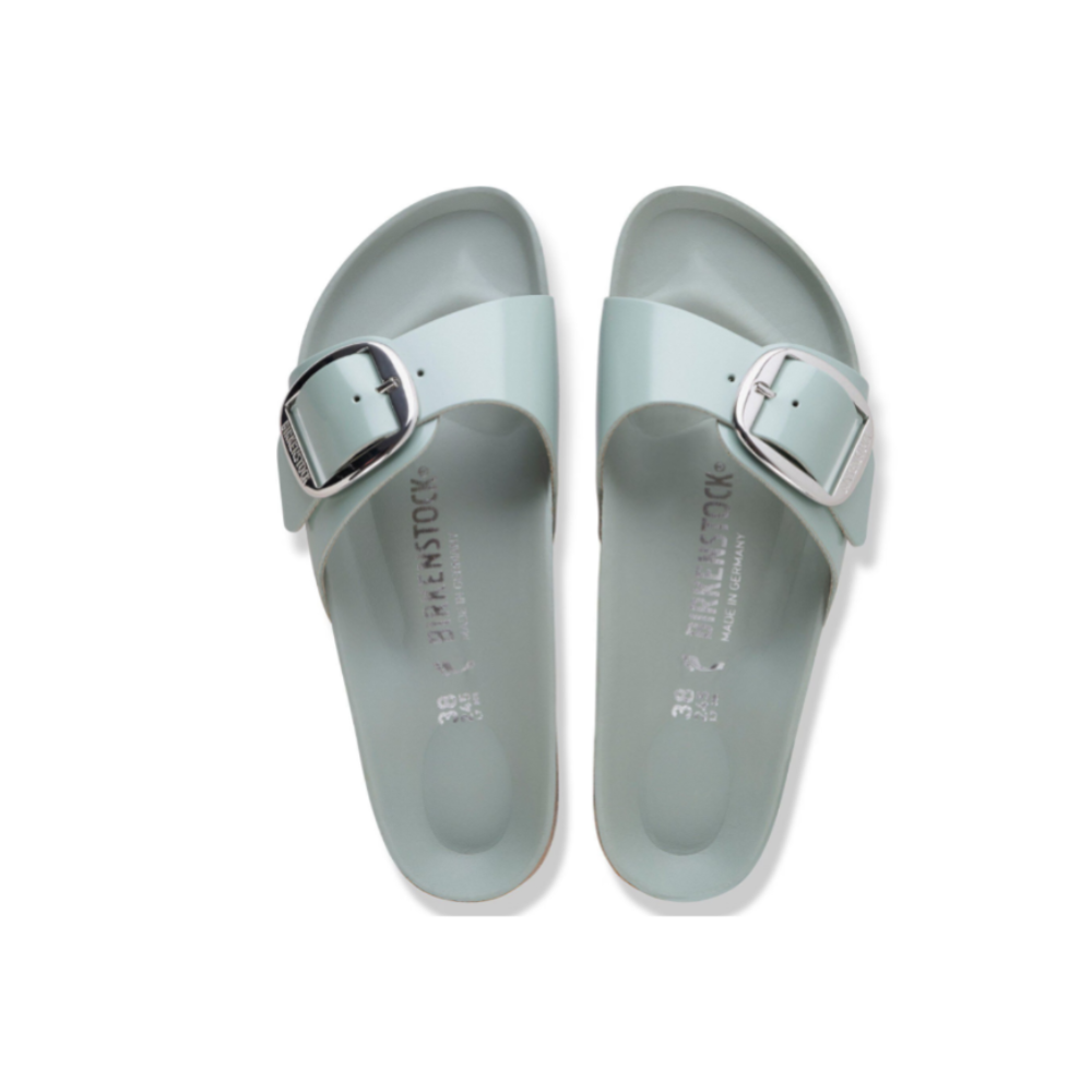 Birkenstock Women's Madrid Big Buckle Patent Leather Sandal Pure Sage