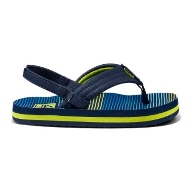 Reef Little Ahi Flip-Flop Unisex I Cushioned, Lightweight & Non-Slip Kid's, Beach Sandals, Aqua Green Stripe