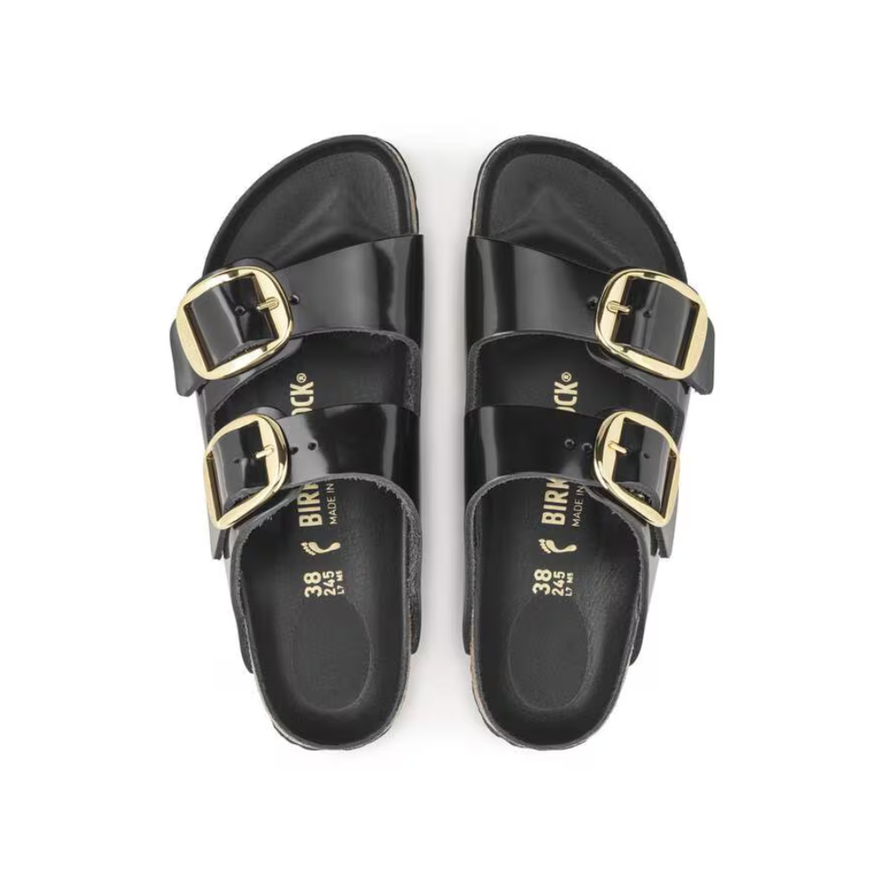 Birkenstock Arizona Big Buckle Patent Leather Sandals Hex Black Narrow