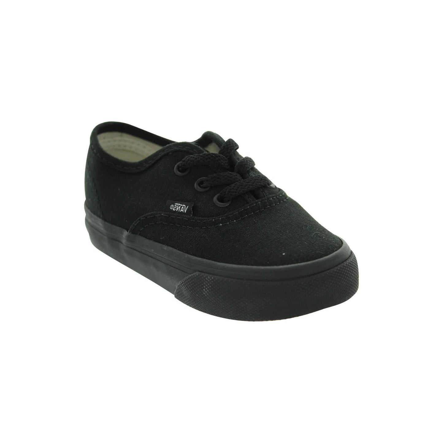 Vans Authentic Classic Canvas Toddler Shoes Black/Black VN | Comfy Padded Kids Sneakers