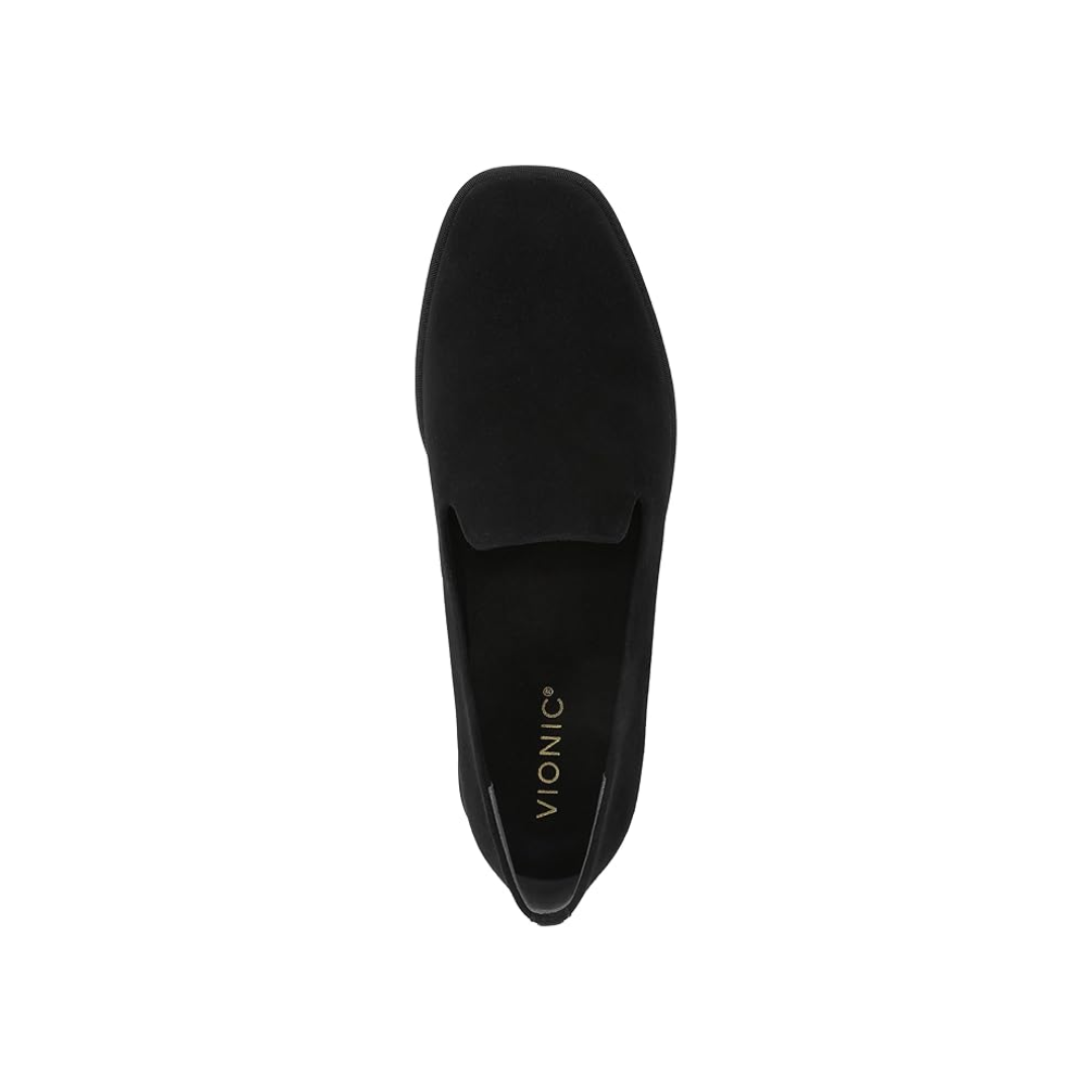 Vionic Womens Willa 2.0 Black Leather Suede Loafers Arch Support
