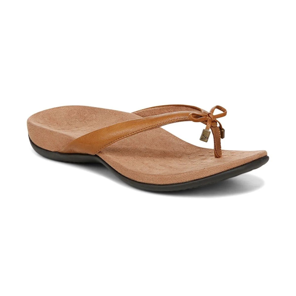 Vionic Women's Bella Toe Post Sandals Light Brown Leather Sandals