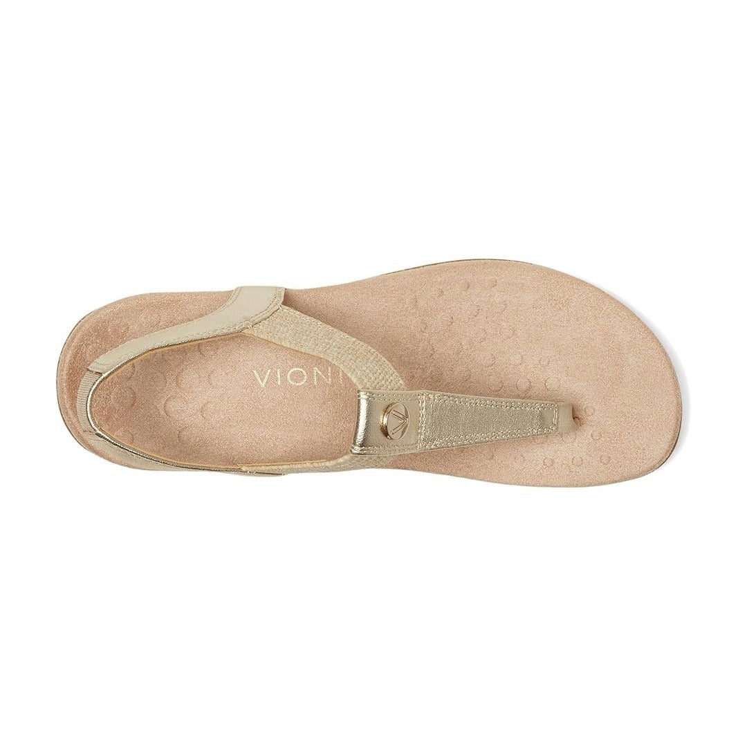 Vionic Brea Toe Post Slingback Sandal Gold Metallic Leather I9863L2700