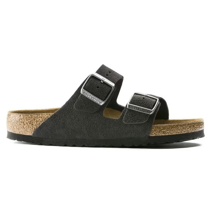 Birkenstock Arizona Soft Footbed Suede Leather Sandals – Velvet Gray Unisex Two-Strap Slides with Contoured Cork Support