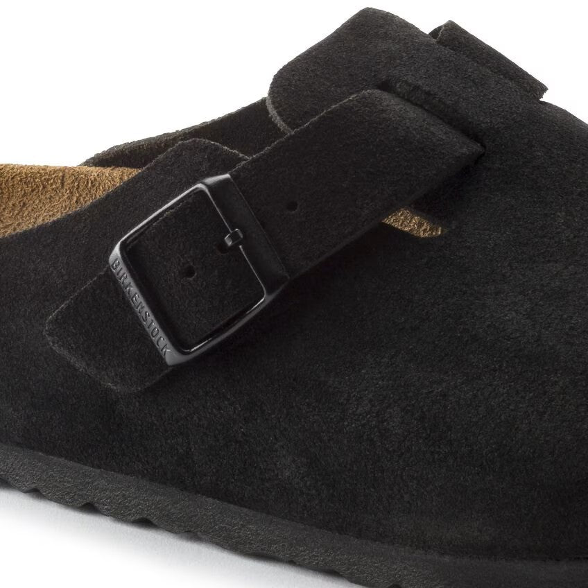Birkenstock Boston Soft Footbed Suede Black Unisex Clog Sandal