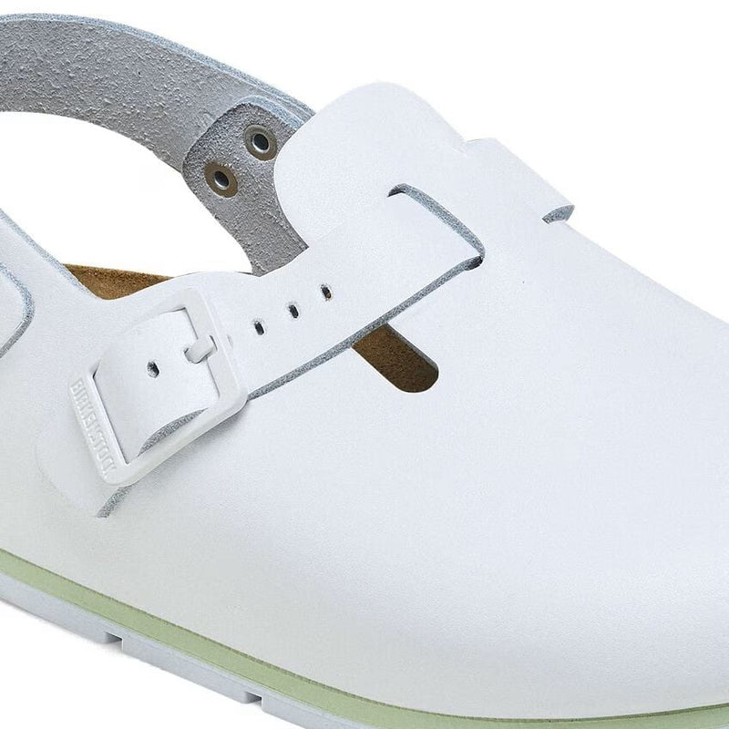 Birkenstock Tokio Pro White Leather Clog Sandal – Unisex Professional Slip-Resistant Work Shoe with Soft Footbed and Adjustable Backstrap