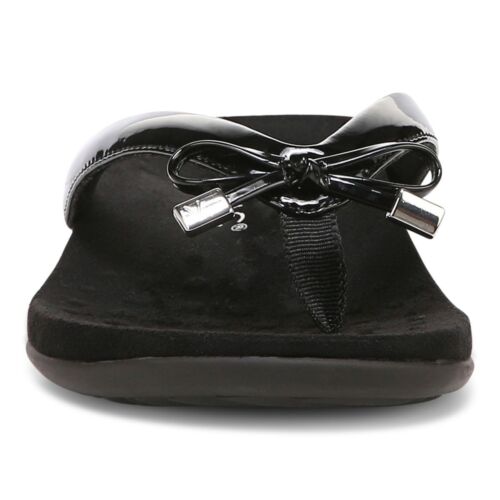 Vionic Women's Bella Toe Post Sandal – Black (10000435001), Orthotic Support, Comfortable Flip-Flops