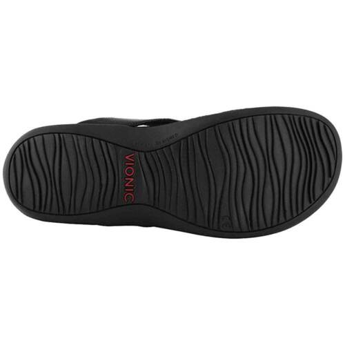 Vionic Women's Bella Toe Post Sandal – Black (10000435001), Orthotic Support, Comfortable Flip-Flops