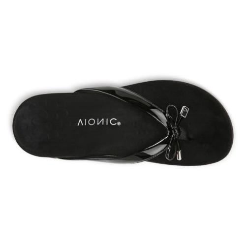 Vionic Women's Bella Toe Post Sandal – Black (10000435001), Orthotic Support, Comfortable Flip-Flops