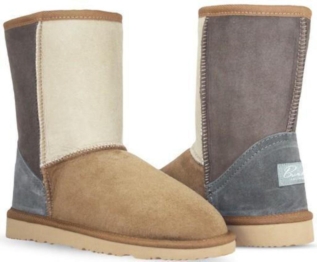 Burlee Sheepskin Boot Mid Tricolor Women – 100% Original Australian-Made, Warm & Stylish, Moisture-Wicking and Breathable