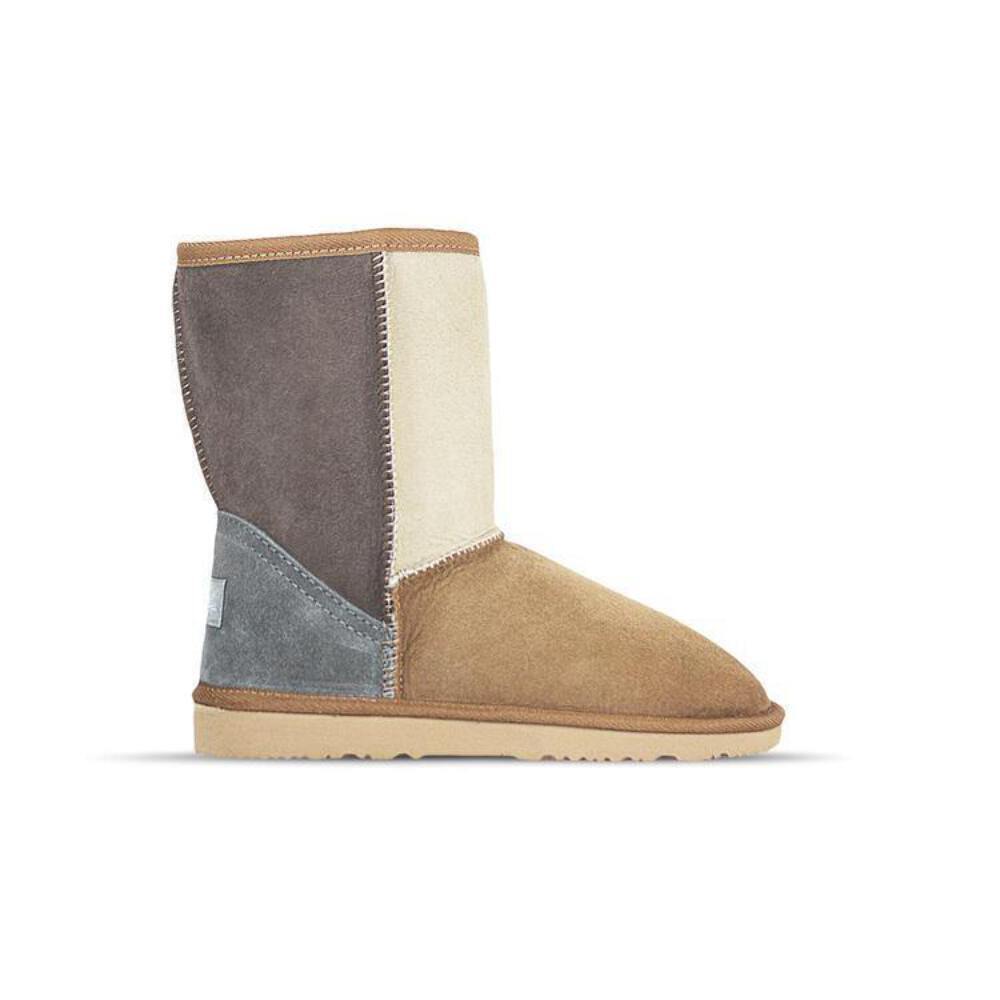 Burlee Sheepskin Boot Mid Tricolor Women – 100% Original Australian-Made, Warm & Stylish, Moisture-Wicking and Breathable