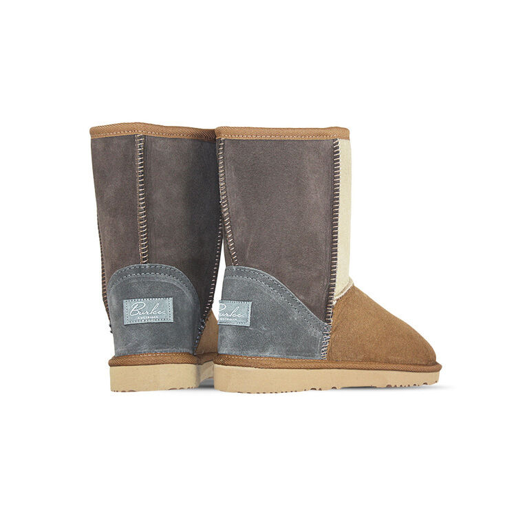 Burlee Sheepskin Boot Mid Tricolor Women – 100% Original Australian-Made, Warm & Stylish, Moisture-Wicking and Breathable