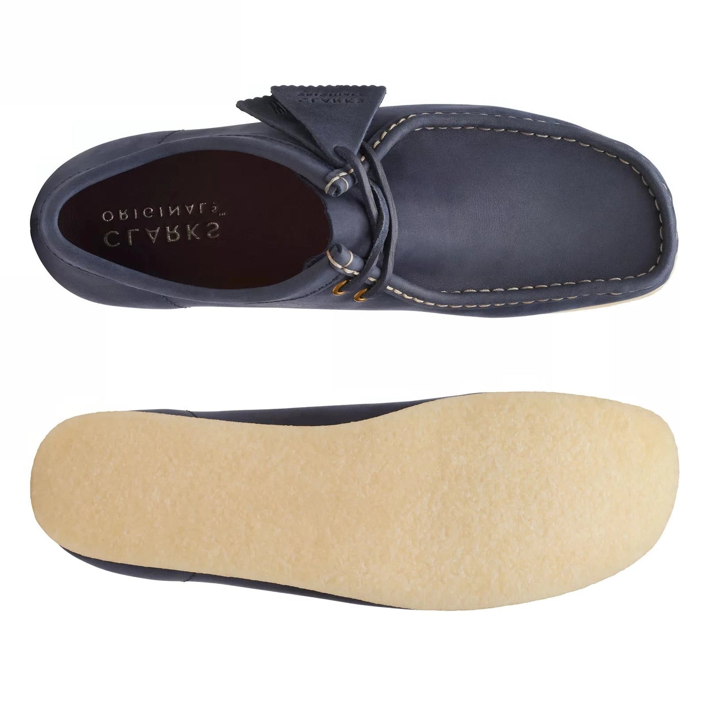 Clarks Wallabee 26174515 Men's Blue Leather Oxfords & Lace Ups Casual Shoes