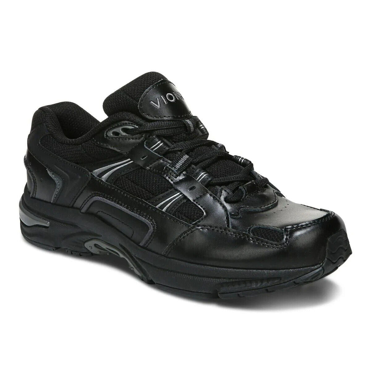 Vionic Walker Women’s Walking Shoes Black Leather | Orthotic Arch Support Comfortable Durable