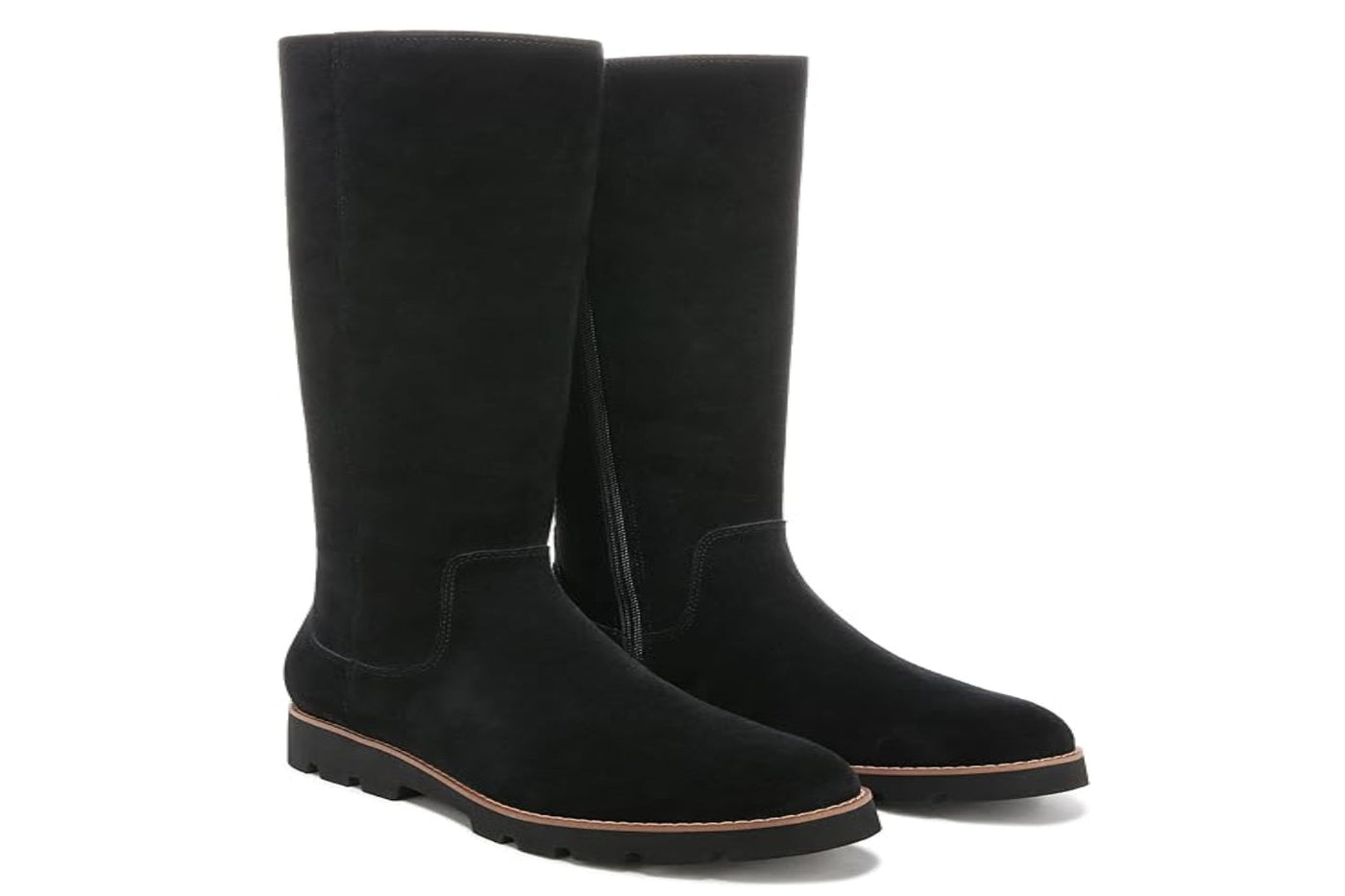 Vionic Women's Gwen Tall Black Suede Waterproof Boots – Orthotic Support, Winter Fashion