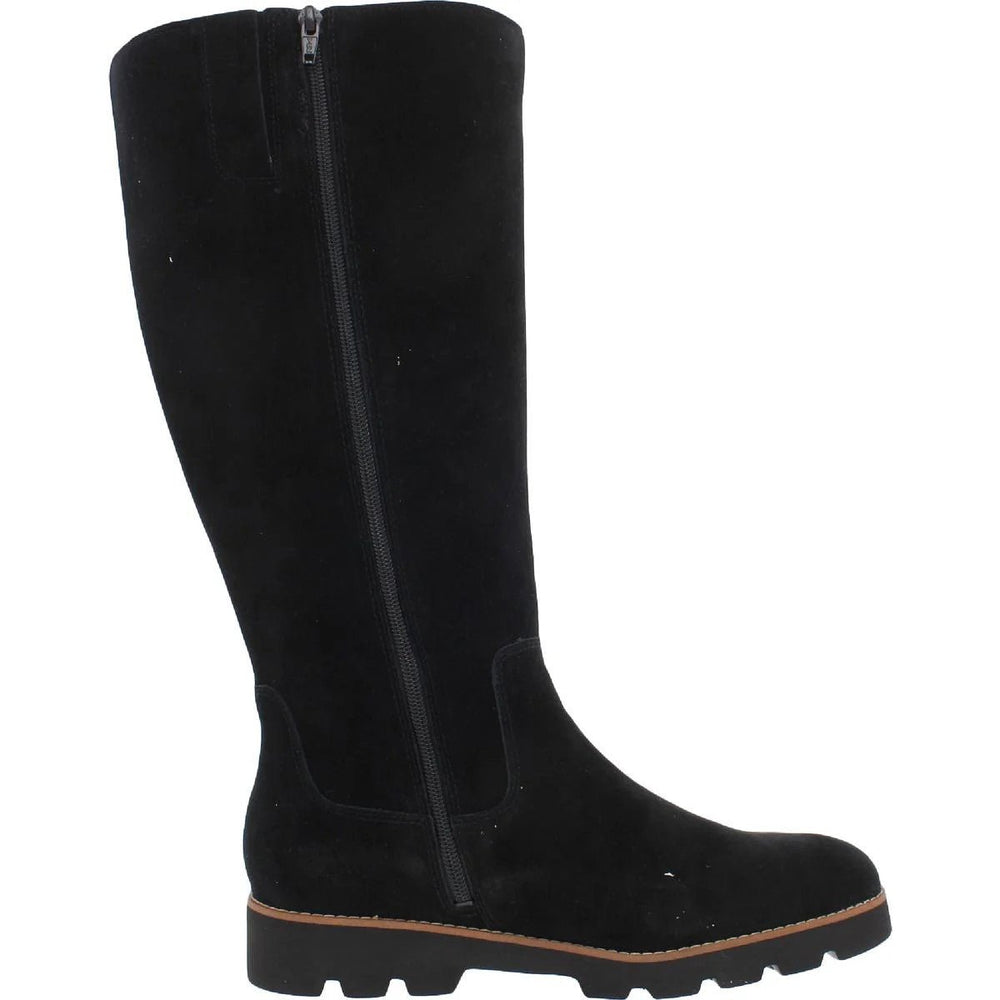 Vionic Women's Gwen Tall Black Suede Waterproof Boots – Orthotic Support, Winter Fashion