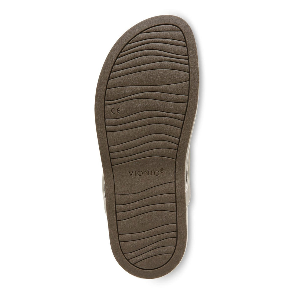 Vionic Women’s Solari Cream Leather Sandals – Arch Support, Adjustable Strap, Orthotic Slide for All-Day Comfort