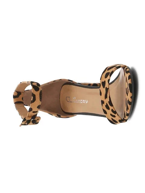A New Day Ema Sandals Shoes Brown Animal Leopard Print Block Heels