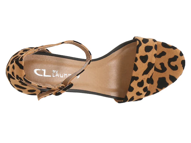 A New Day Ema Sandals Shoes Brown Animal Leopard Print Block Heels