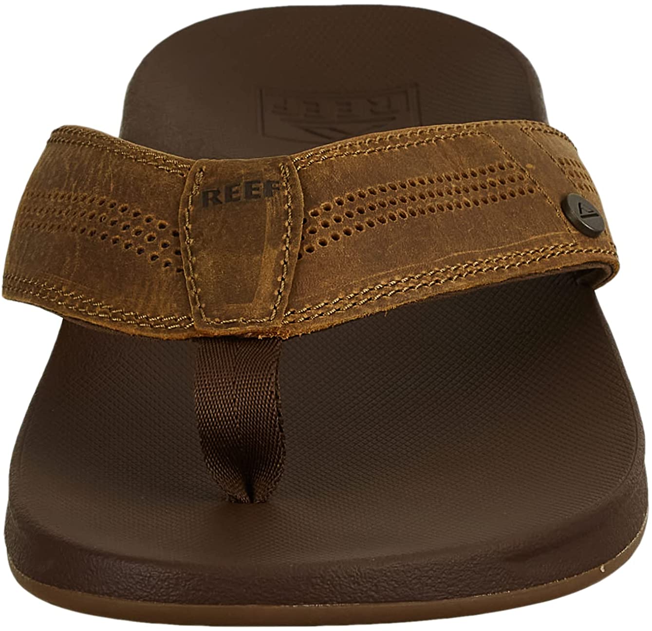 REEF Cushion Lux Men's Flip Flop – Ultra Soft Cushion Footbed, Premium Full Grain Leather Strap, Toffee RF0A3YMNTFF
