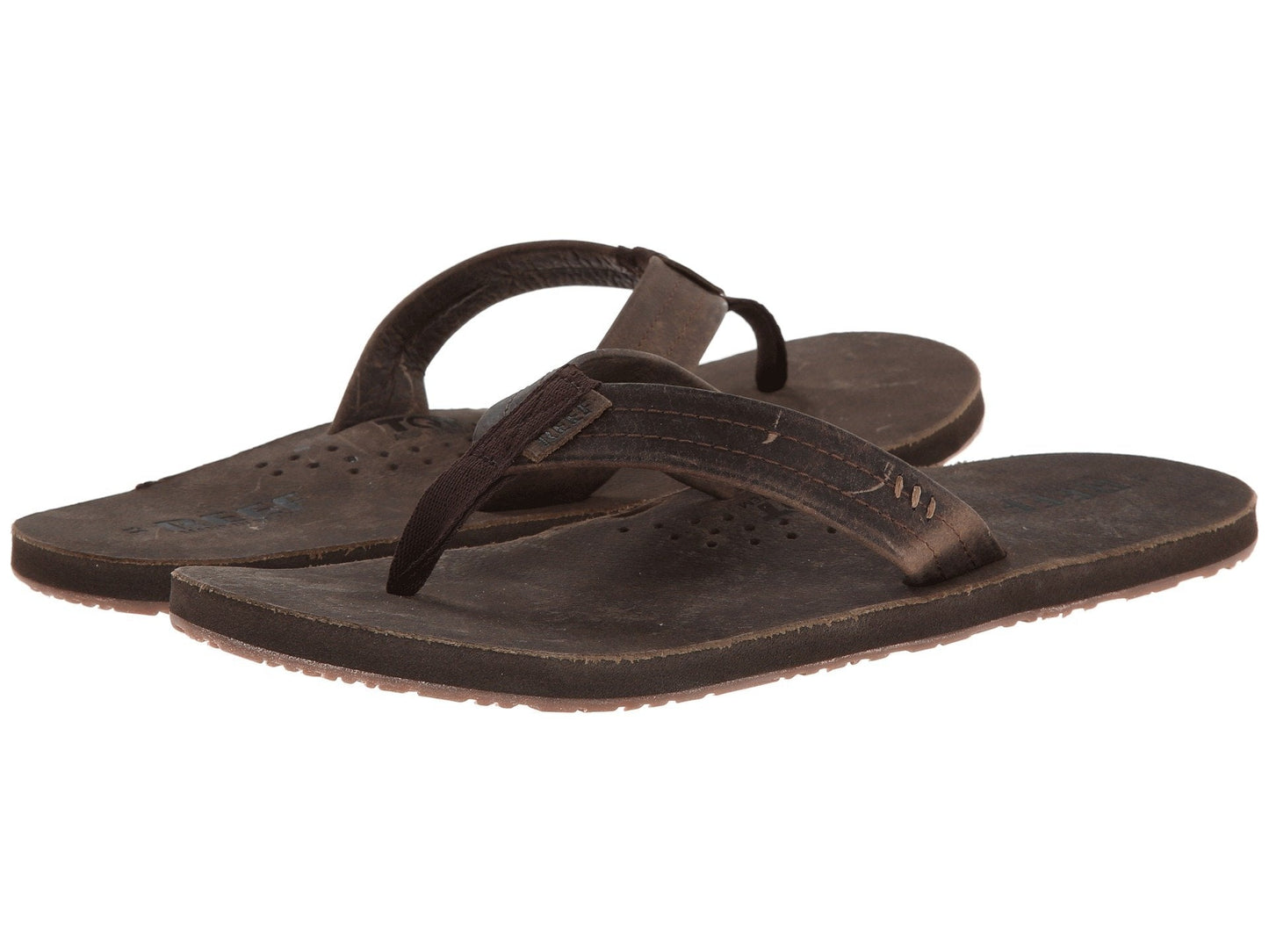 Reef Mens Leather Sandals Draftsmen Bottle Opener Flip Flops