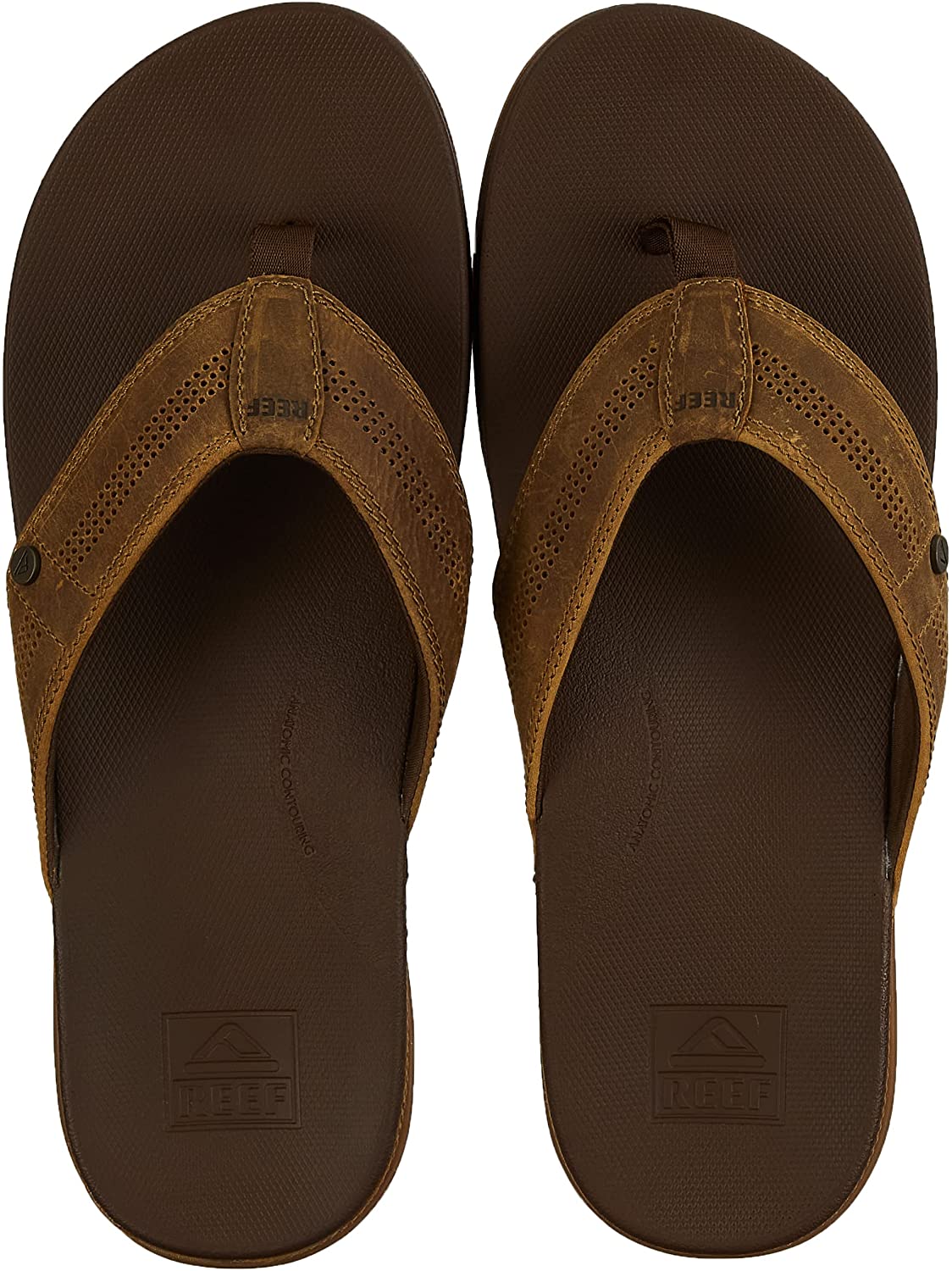 REEF Cushion Lux Men's Flip Flop – Ultra Soft Cushion Footbed, Premium Full Grain Leather Strap, Toffee RF0A3YMNTFF