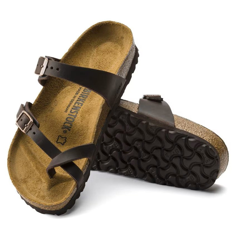 Birkenstock Women's Mayari Sandal – Graceful Habana | Flat Toe-Loop Sandal with Adjustable Straps & Contoured Cork Footbed