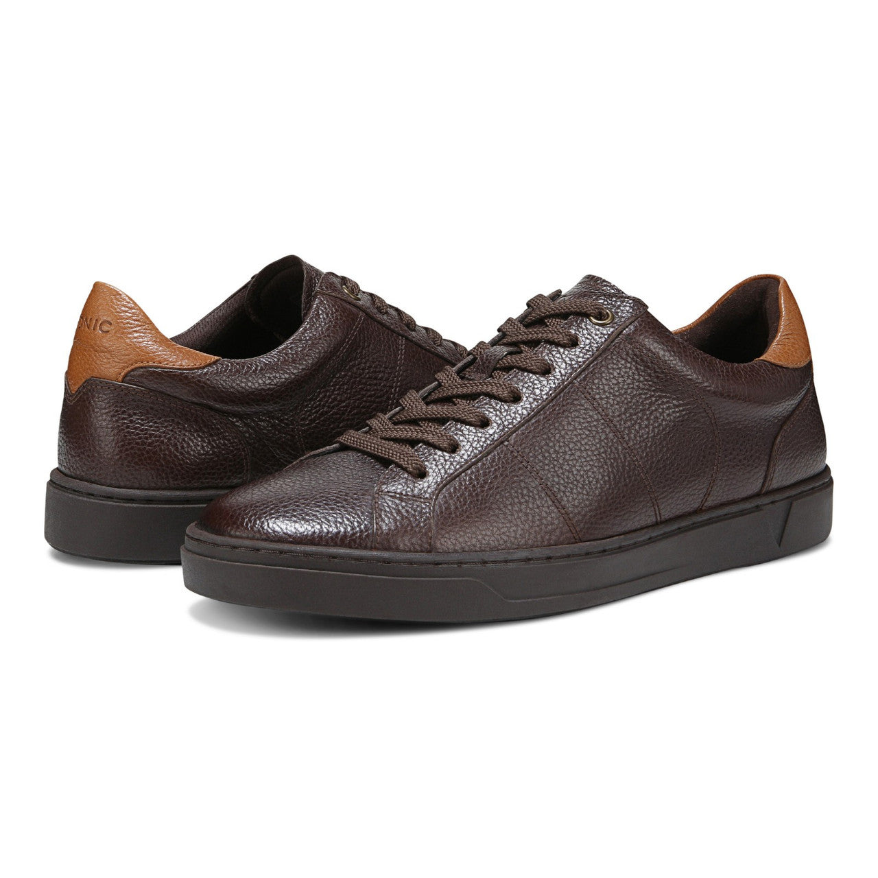 Vionic Lucas II - Men's Casual Comfort Leather Sneaker, Chocolate Ganache Brown, Wide