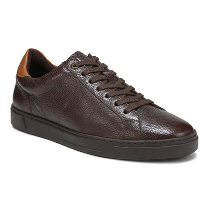 Vionic Lucas II - Men's Casual Comfort Leather Sneaker, Chocolate Ganache Brown, Wide