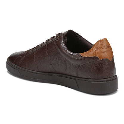 Vionic Lucas II - Men's Casual Comfort Leather Sneaker, Chocolate Ganache Brown, Wide