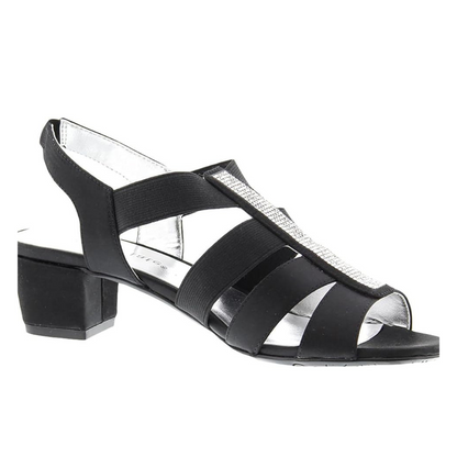 David Tate Womens  Eve Sandals BLACK SATIN