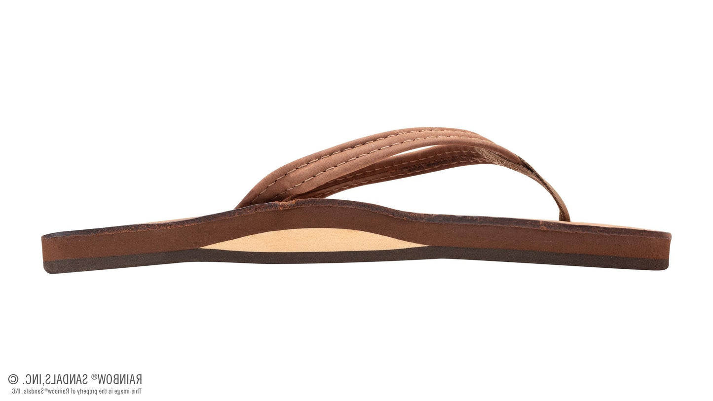 Rainbow Women's Luxury Leather Narrow Single Nogales Wood Brown Sandal