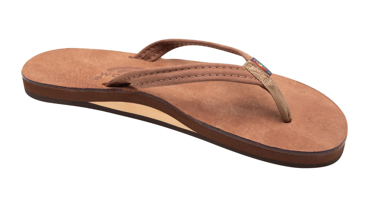 Rainbow Women's Luxury Leather Narrow Single Nogales Wood Brown Sandal